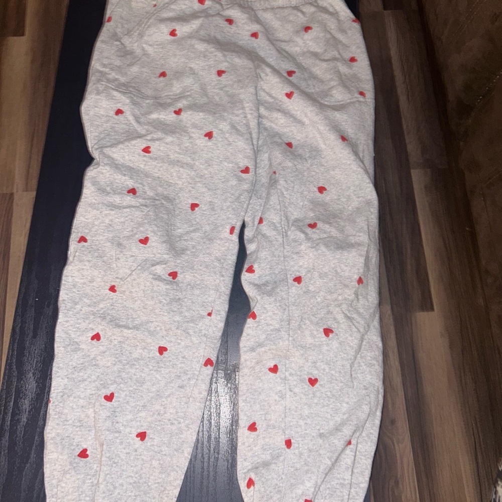 Wild Fable Gray Joggers with Red Heart Pattern